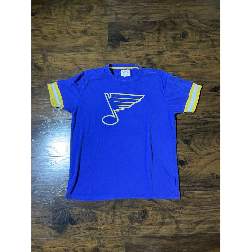 American Needle St Louis Blues NHL T-Shirt Mens XL Blue Ringer Logo Tee